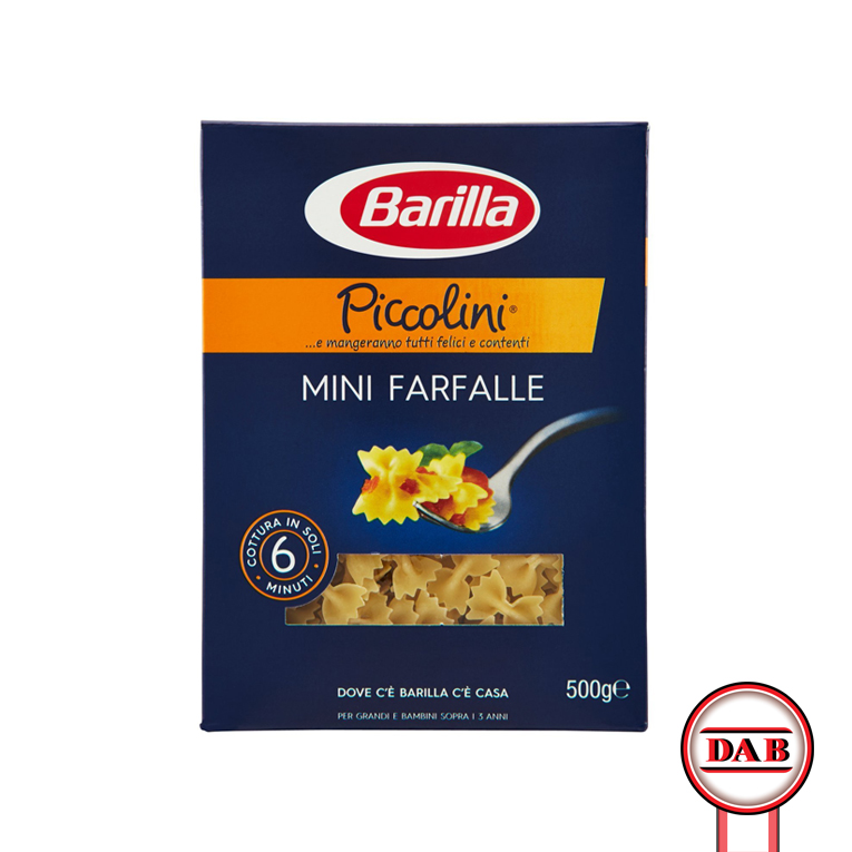 Pasta Barilla PICCOLINI – Mini Farfalle n.64 (500gr) – DAB srl –  Distribuzione Alimentari e Bevande